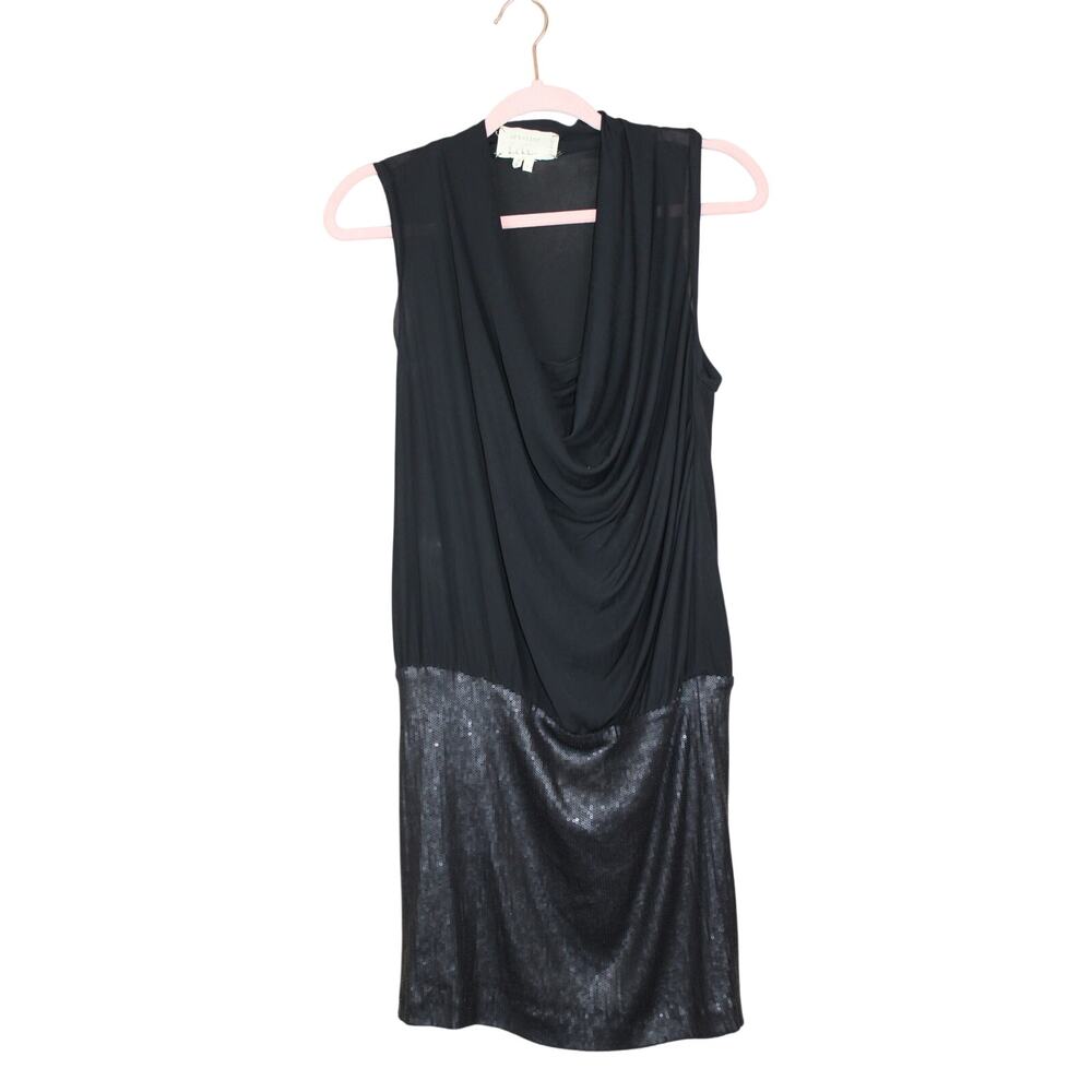 Artelier Nicole Miller Black Sequin Chic Stylish Cocktail Modern Event Dress